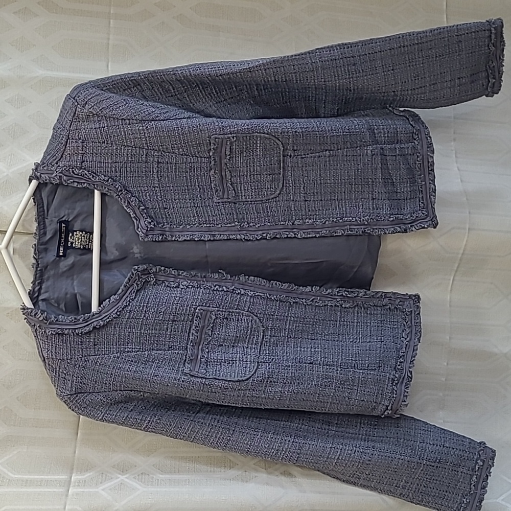 REQUEST Elegant Grey Cotton Women Blazer Size M/M